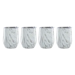 12 Oz Grey Marble Wine Tumblers, Set of 4