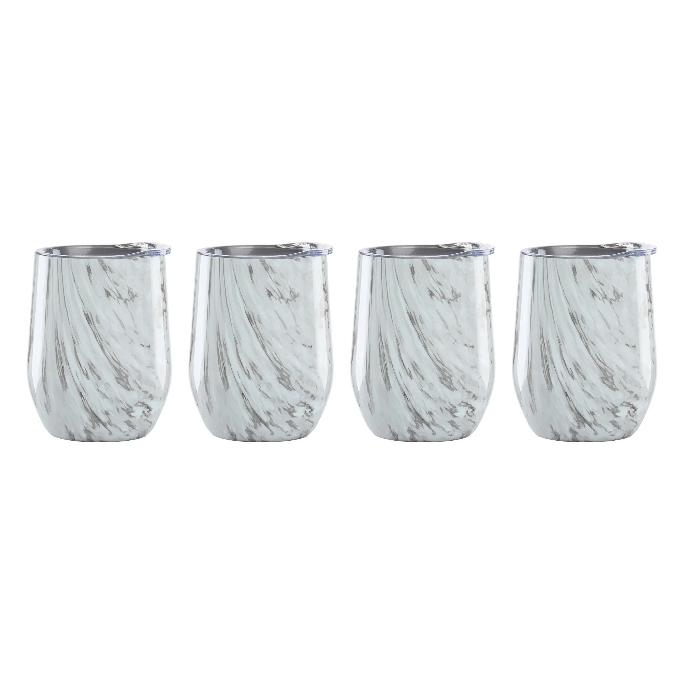 12 Oz Grey Marble Wine Tumblers, Set of 4