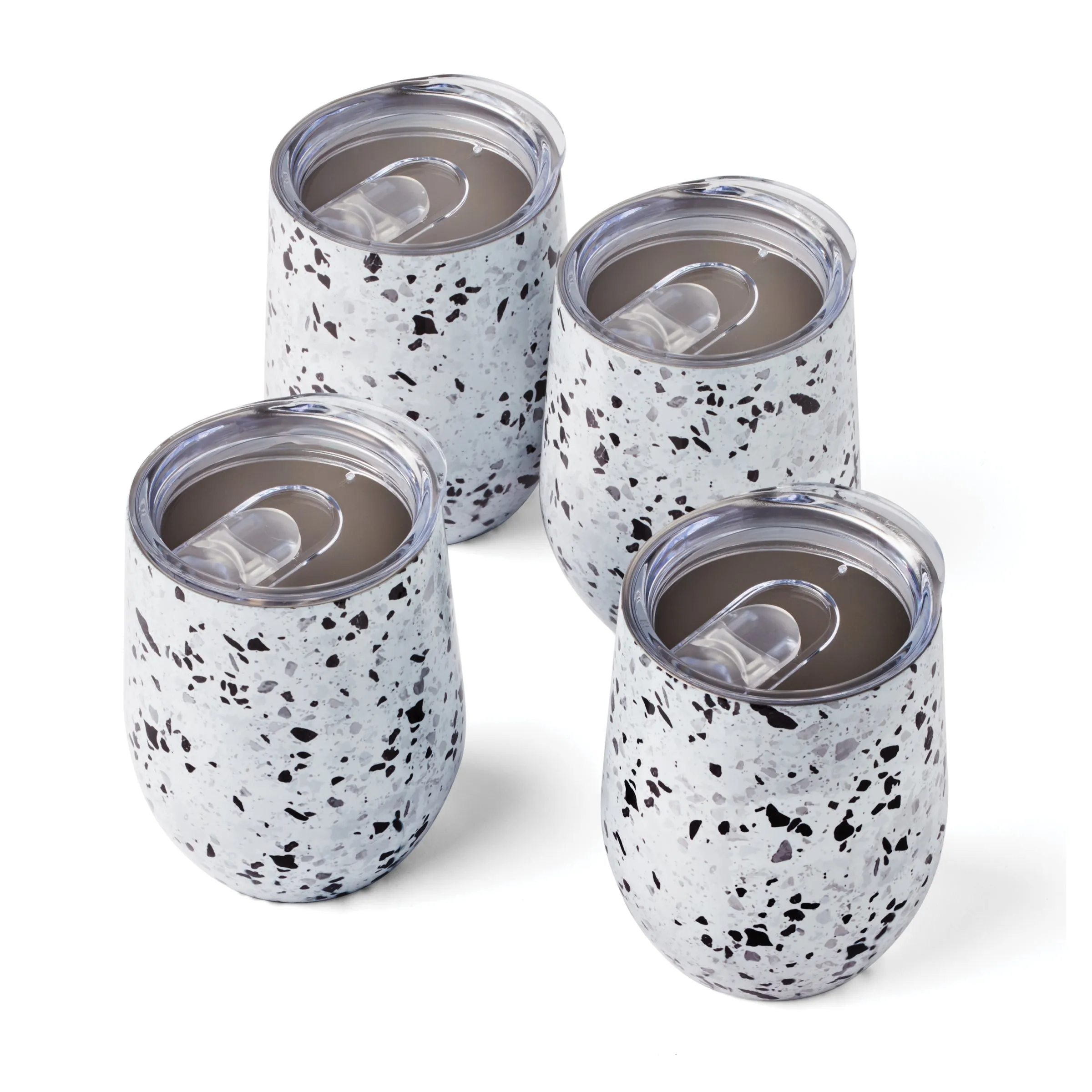 12 Oz Insulated Terrazzo Wine Tumblers, Set Of 4