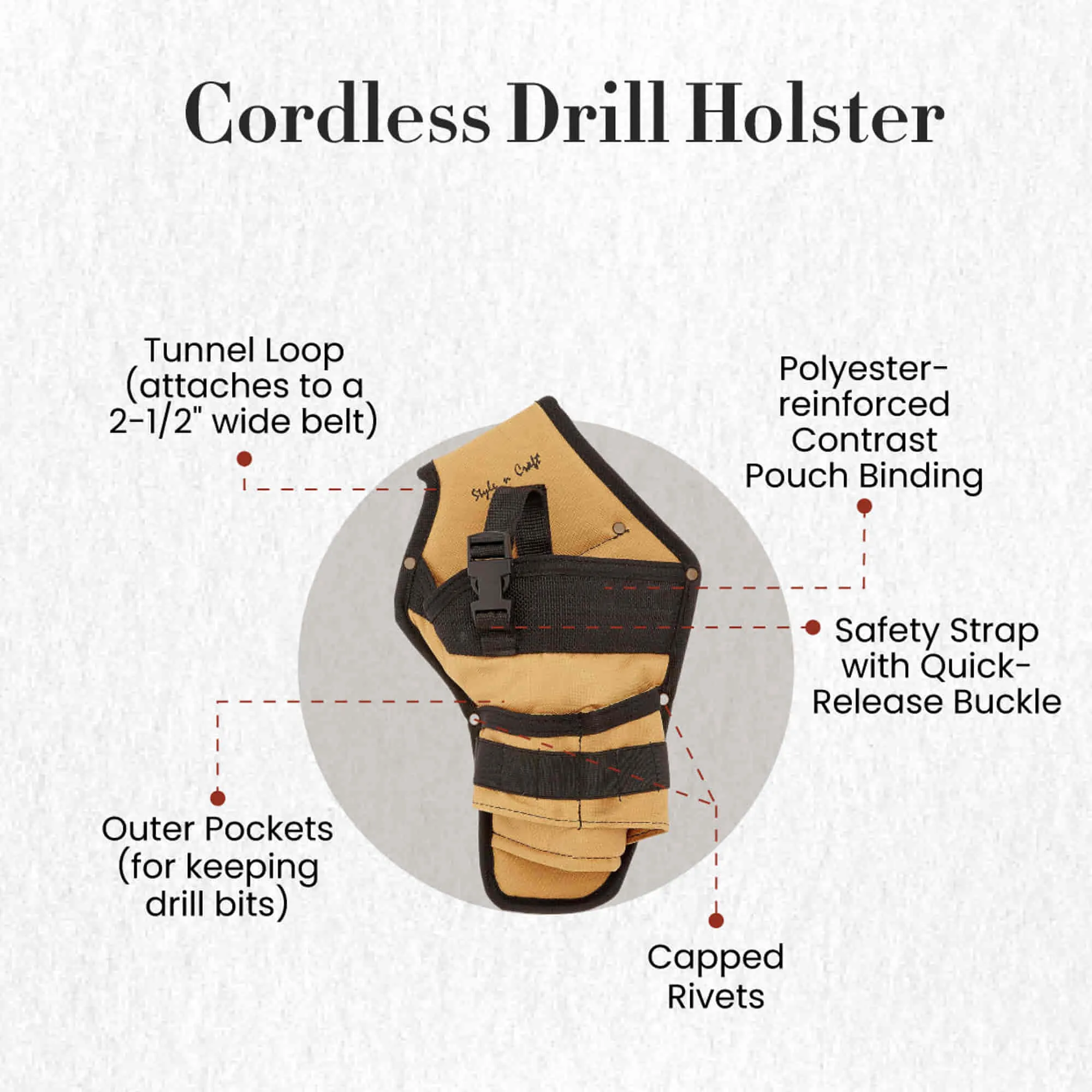 76101 - Cordless Drill Holster in Heavy Duty 600D Polyester | Style n Craft