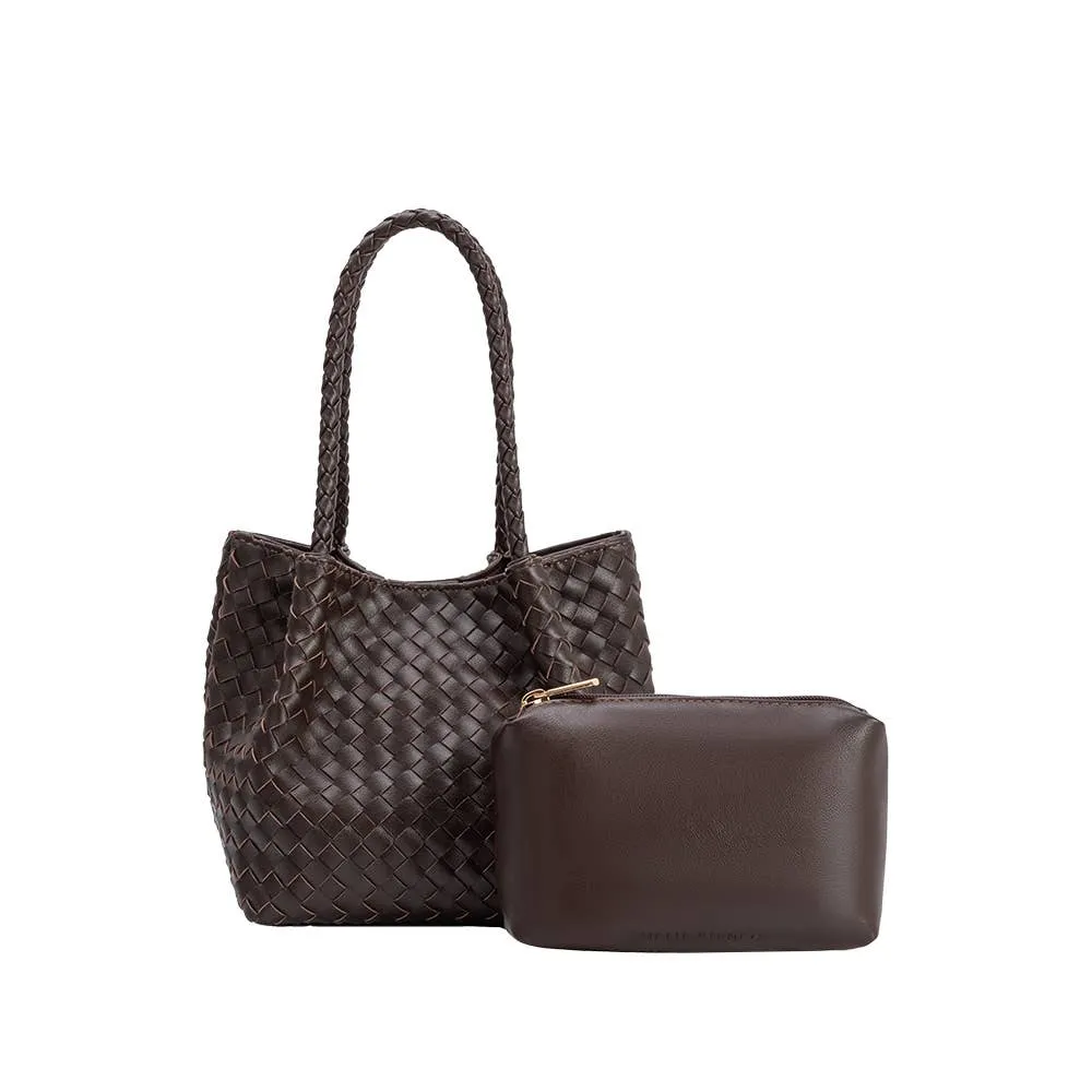 Anahi Espresso Recycled Handle Bag | Melie Bianco