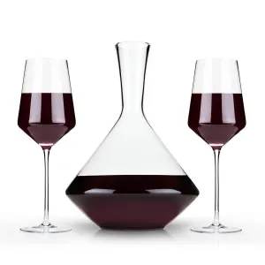 ANGLED CRYSTAL BORDEAUX GLASSES & DECANTER