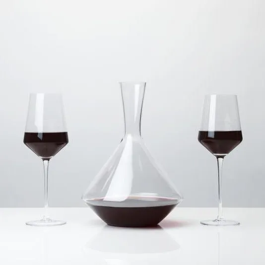 ANGLED CRYSTAL BORDEAUX GLASSES & DECANTER