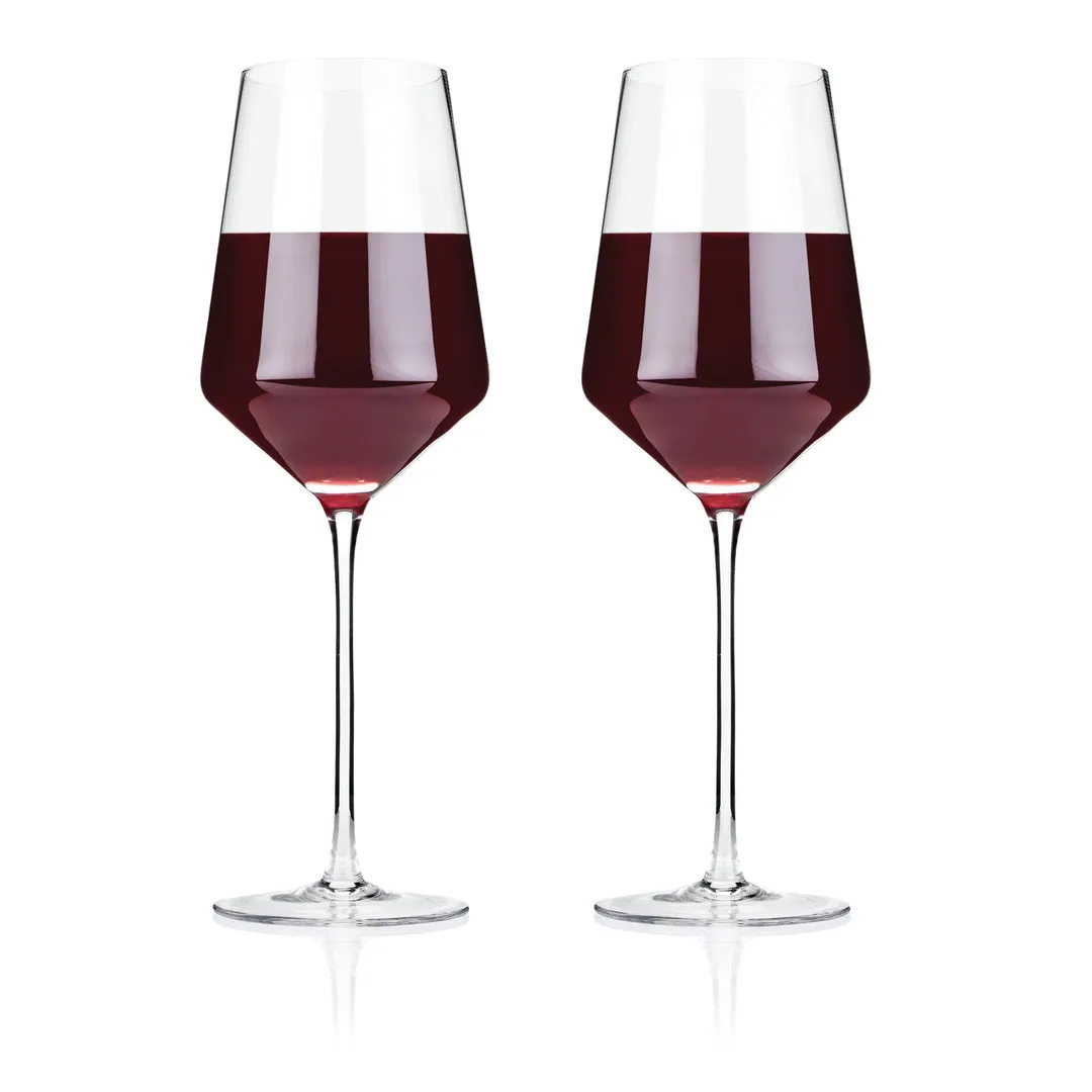 ANGLED CRYSTAL BORDEAUX GLASSES & DECANTER