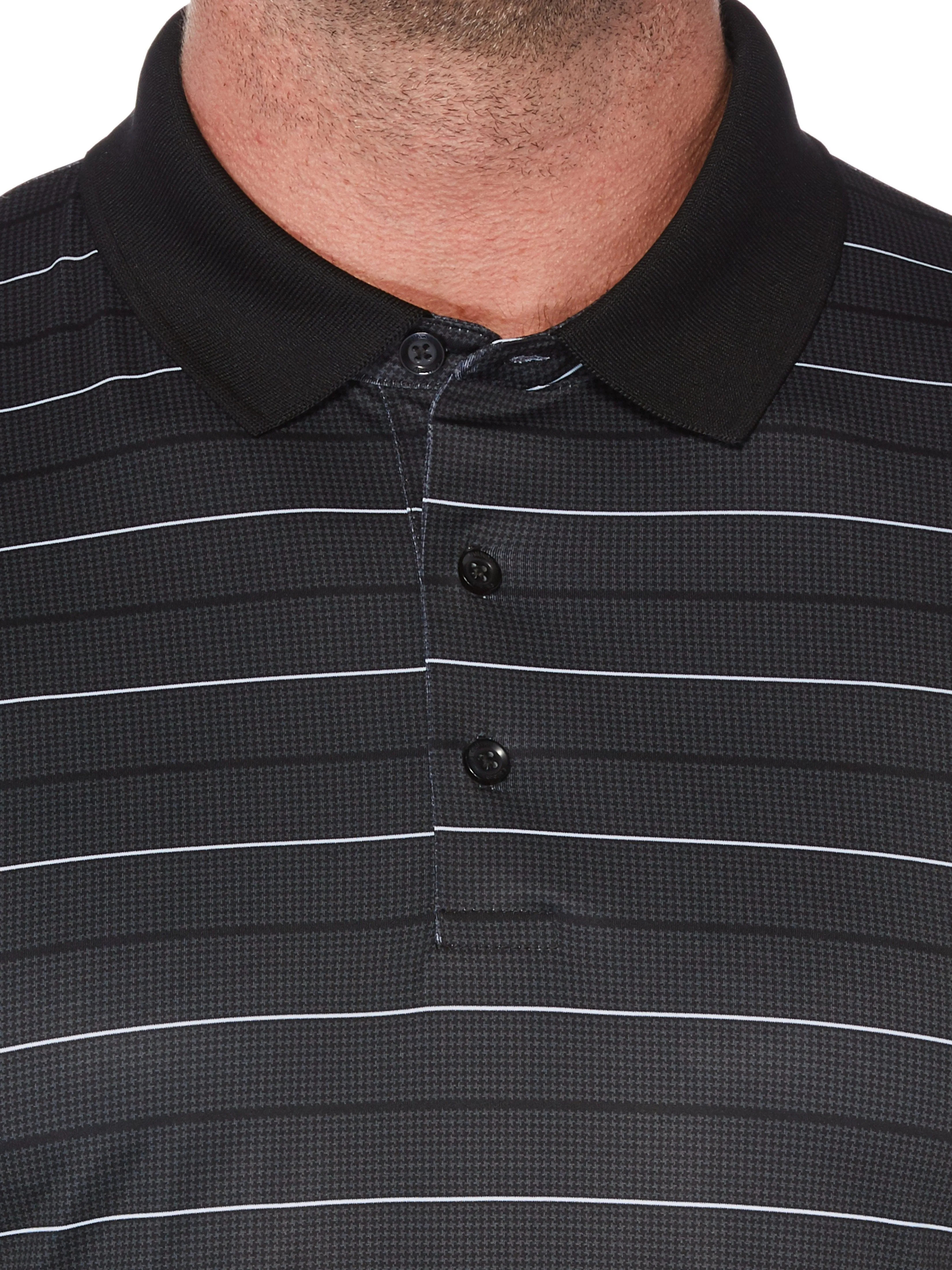 Big & Tall Printed Houndstooth Stripe Polo