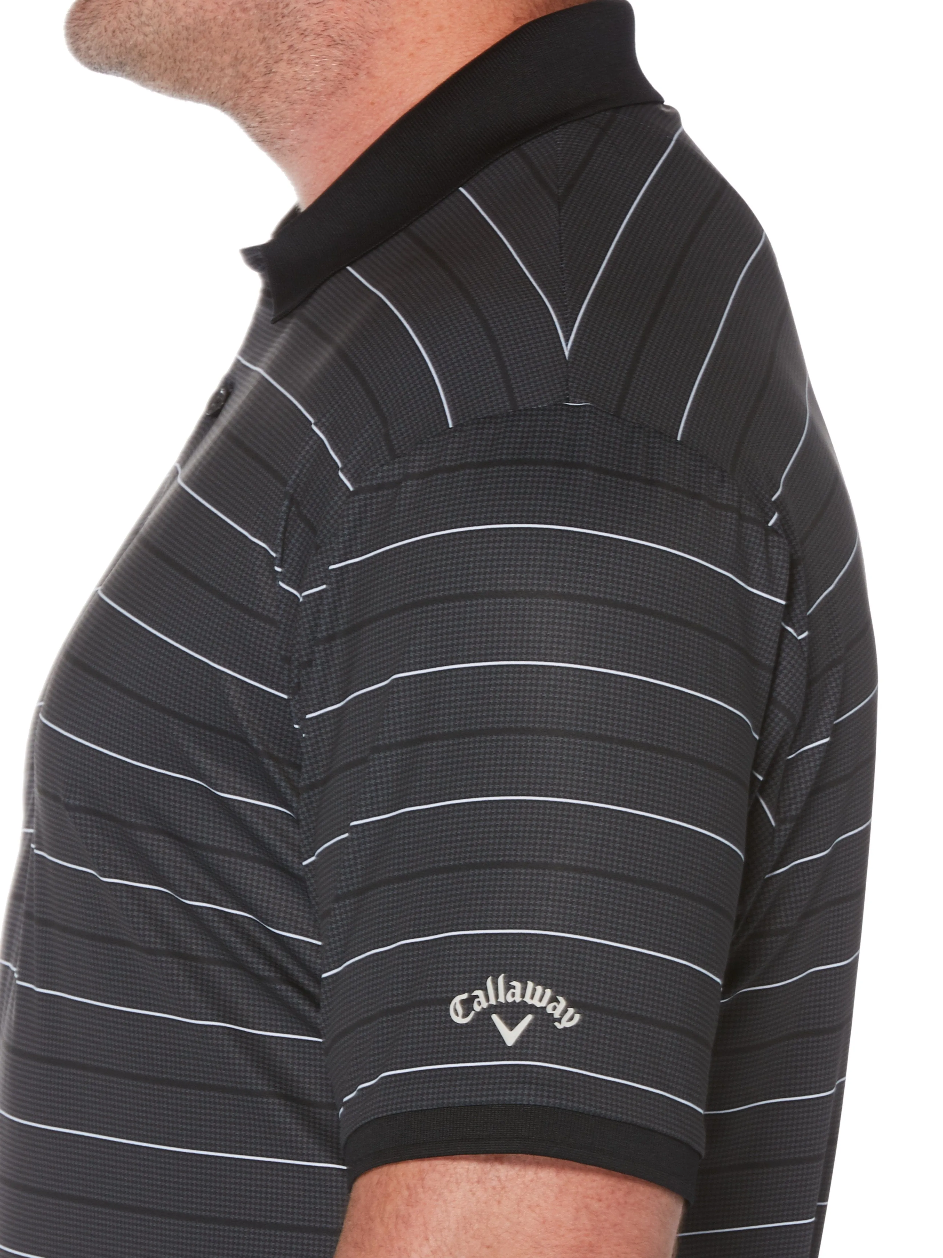 Big & Tall Printed Houndstooth Stripe Polo