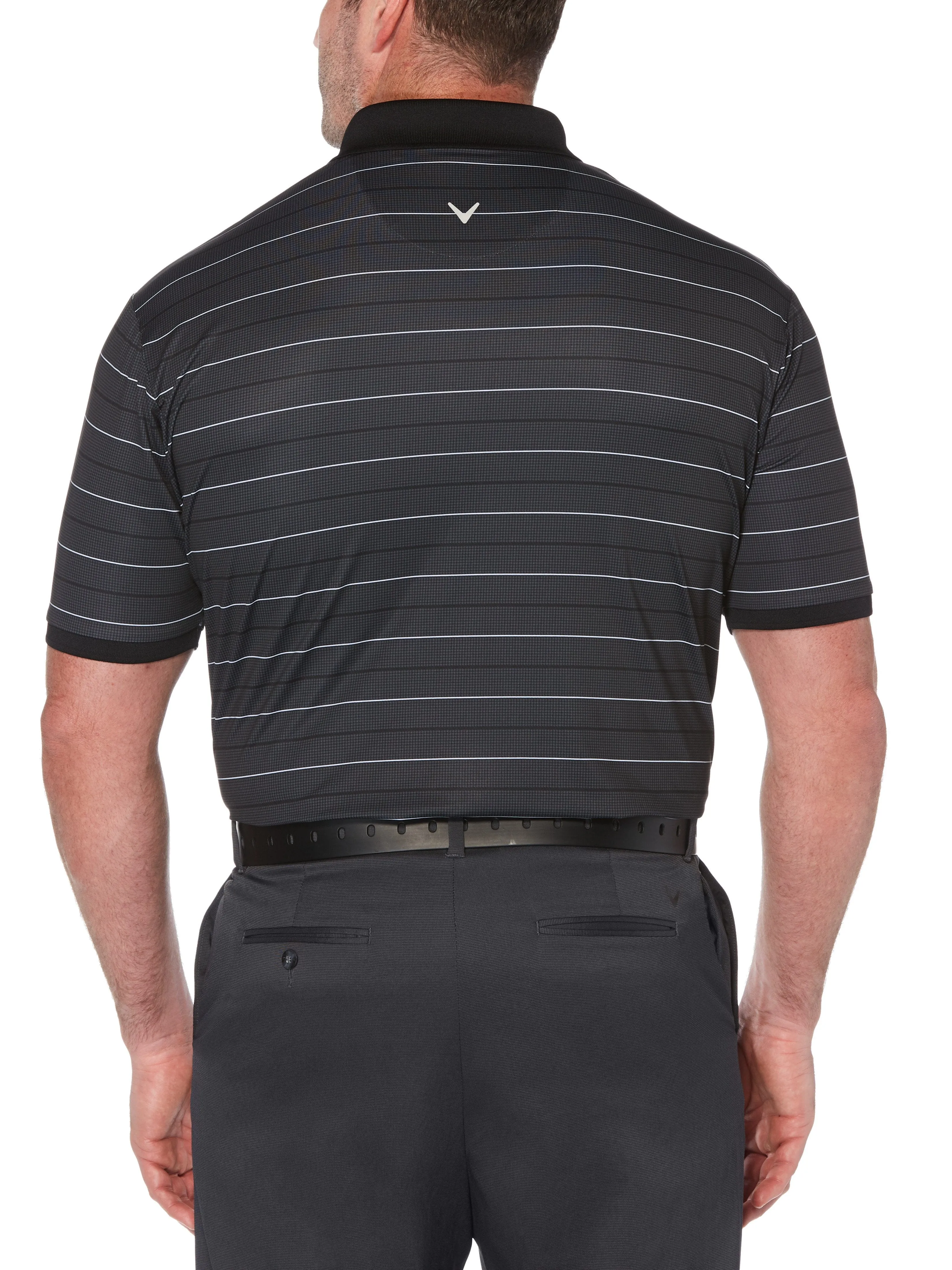 Big & Tall Printed Houndstooth Stripe Polo