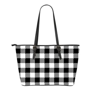 Black and White Buffalo Plaid Tote Bag