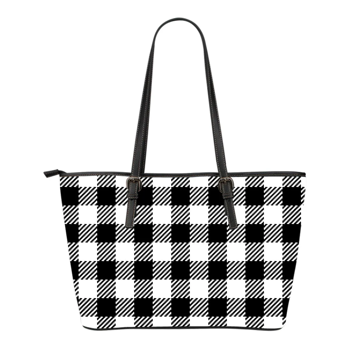 Black and White Buffalo Plaid Tote Bag