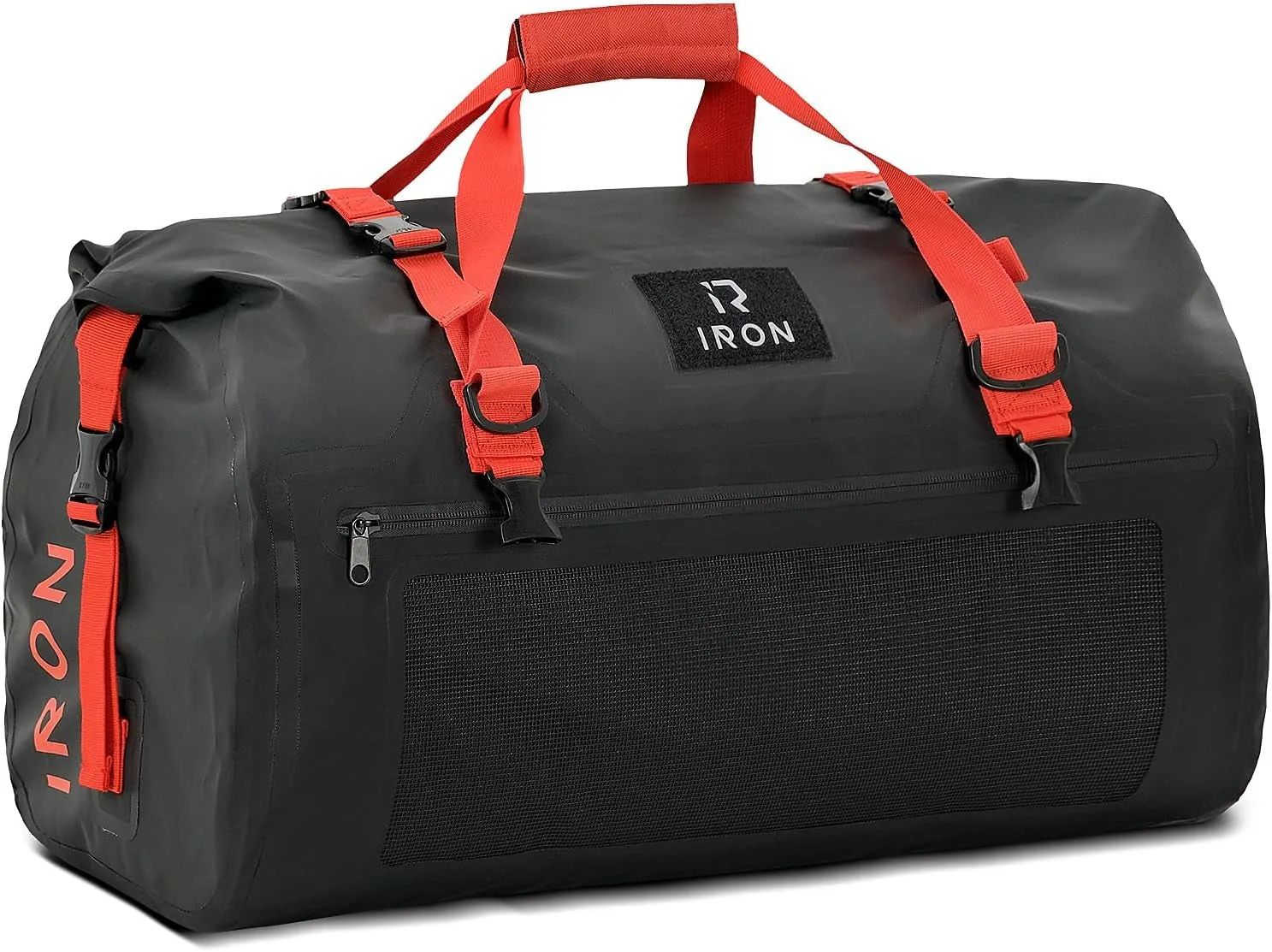 BORLENI Waterproof Dry Bag -Outer Mesh Zipper Pocket (Black,30L)
