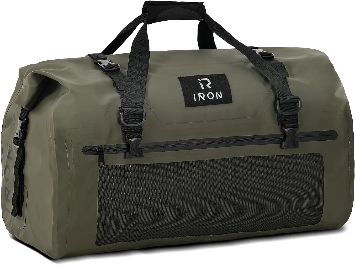 BORLENI Waterproof Dry Bag -Outer Mesh Zipper Pocket (Black,30L)