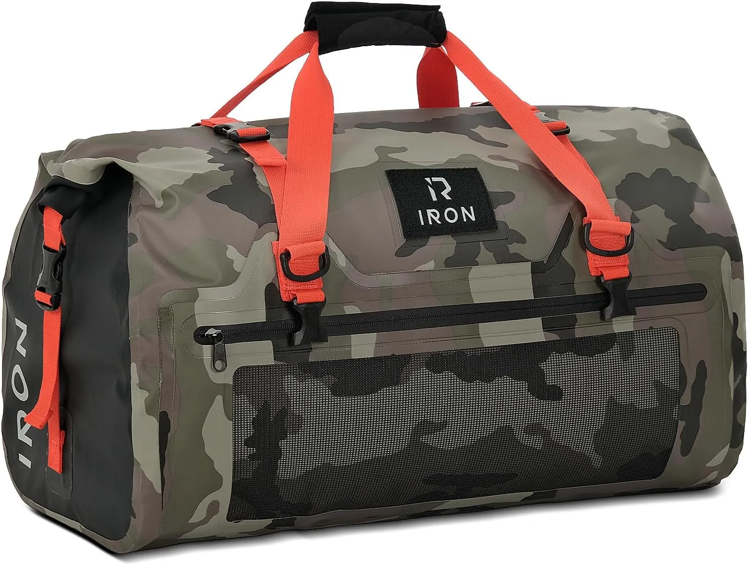 BORLENI Waterproof Dry Bag -Outer Mesh Zipper Pocket (Black,30L)