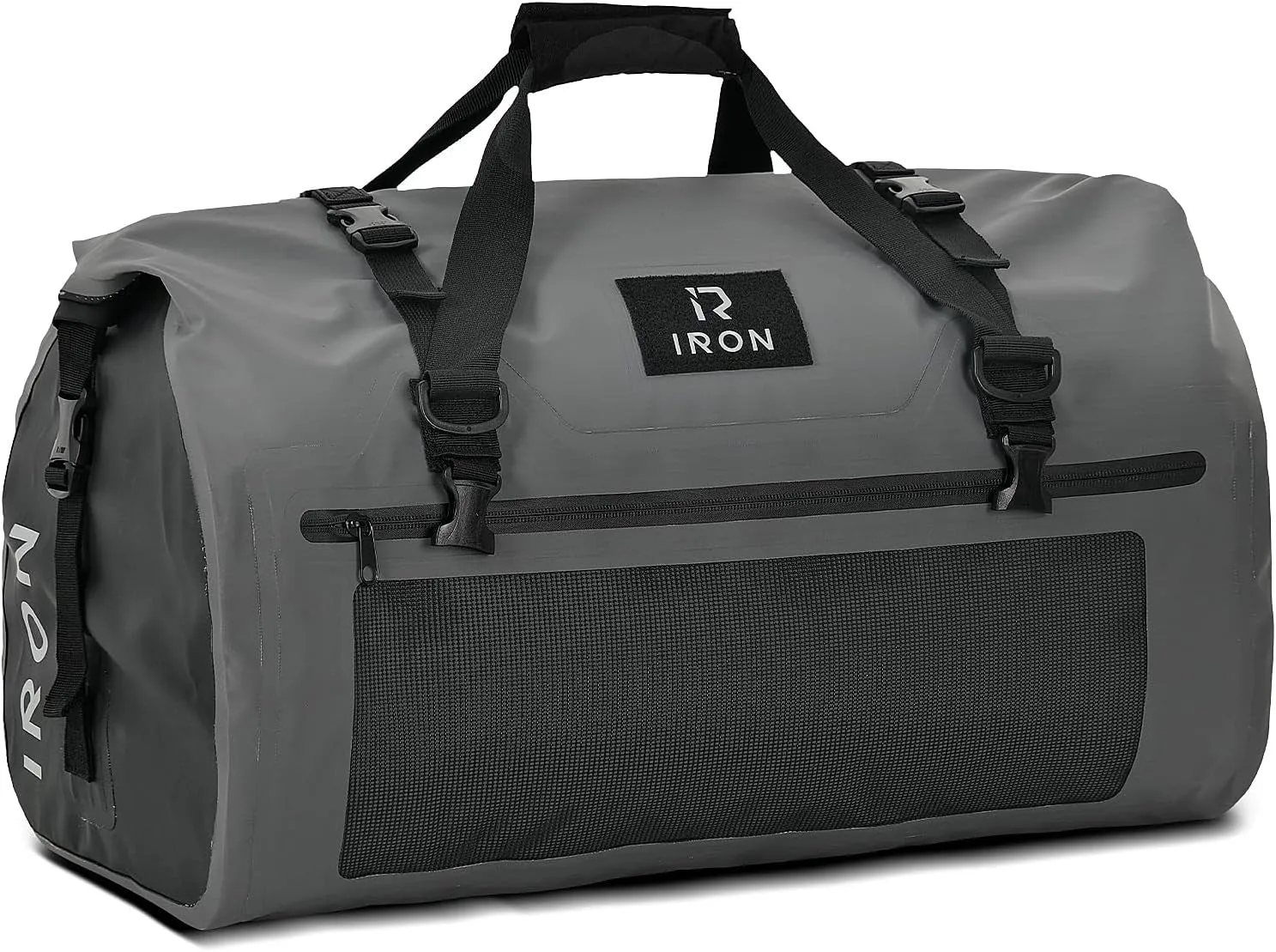 BORLENI Waterproof Dry Bag -Outer Mesh Zipper Pocket (Black,30L)