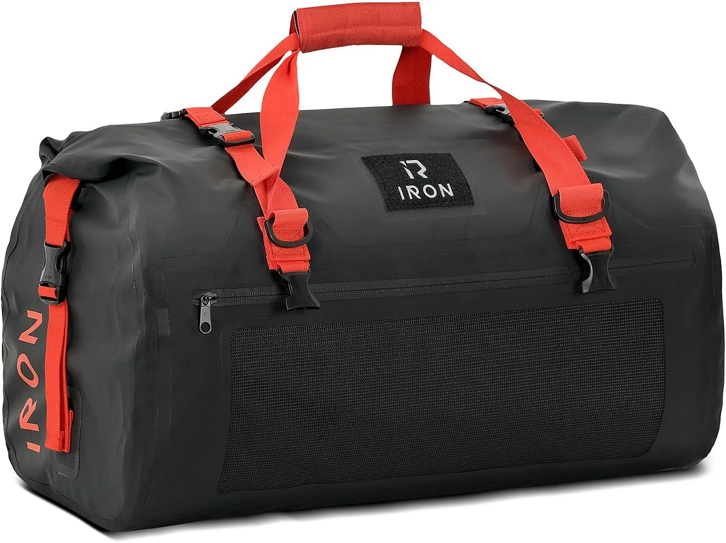 BORLENI Waterproof Dry Bag -Outer Mesh Zipper Pocket (Black,30L)