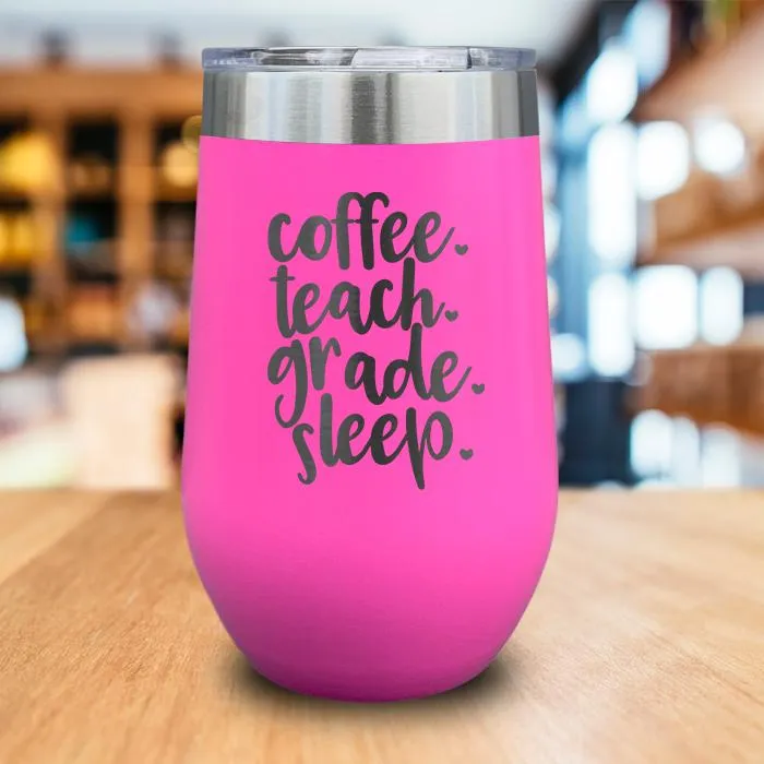 Coffee Teach Grade Sleep Engraved Wine Tumbler