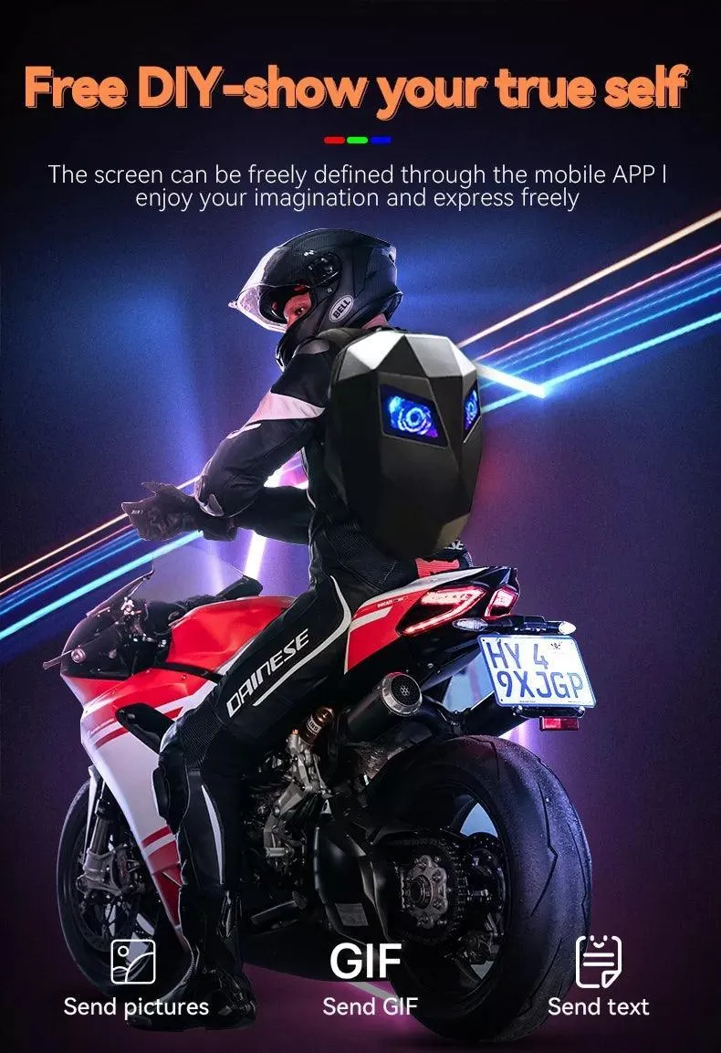 Crelander™ LED Hard Shell Water Resistant Motorcycle Backpack