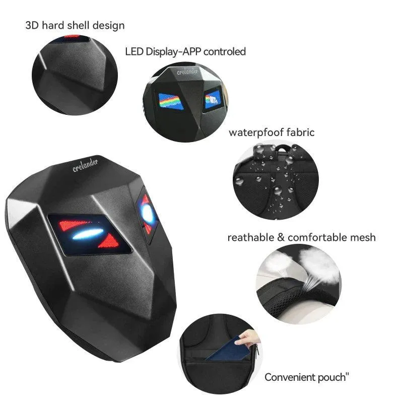 Crelander™ LED Hard Shell Water Resistant Motorcycle Backpack