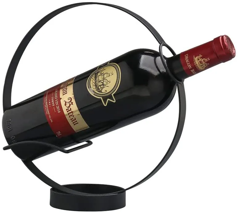 (D) Judaica Metal Wine Stand 'Circle' for Cabinet Interior Design 10'' (Gold)