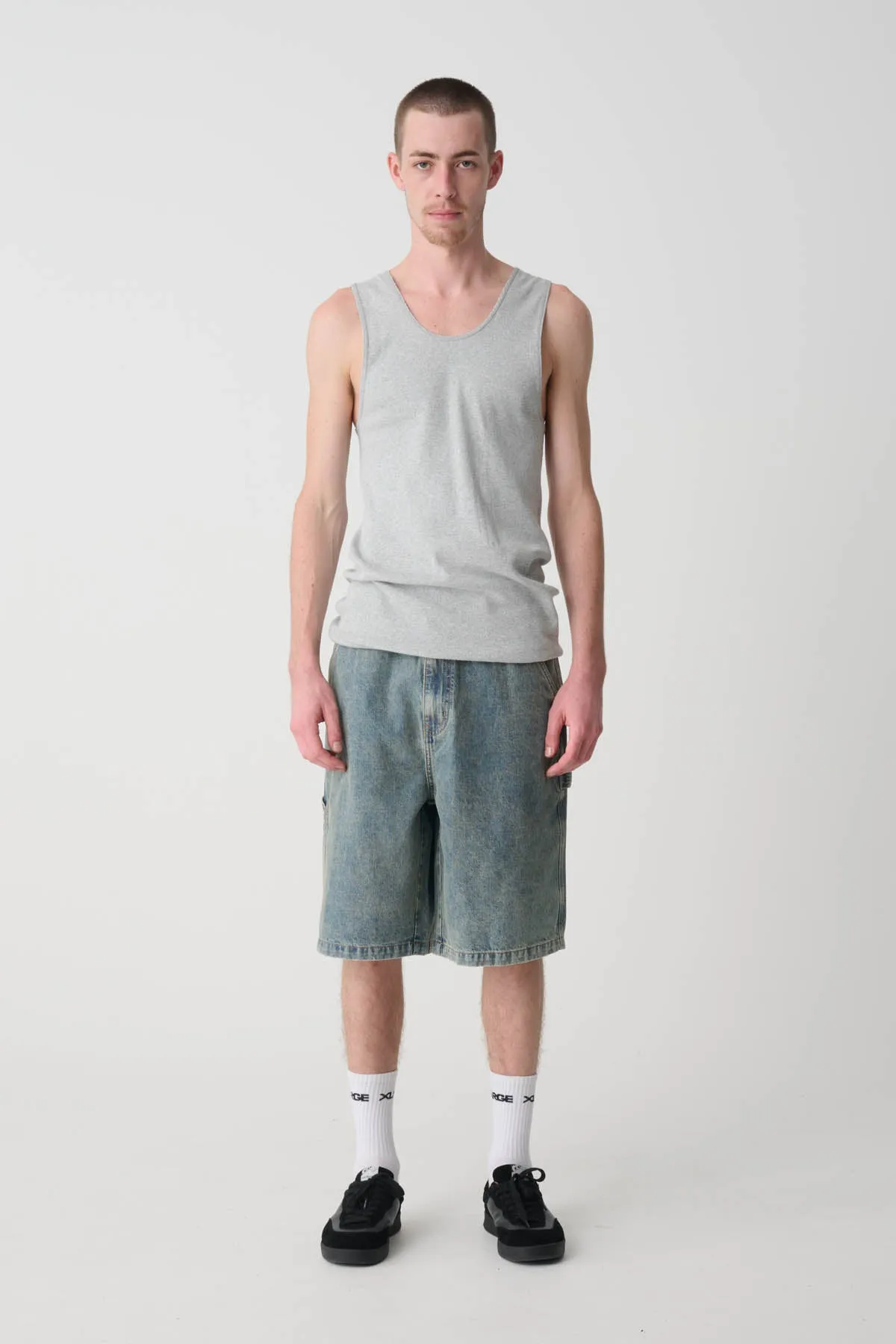 DENIM WORK SHORT - STAINED BLUE