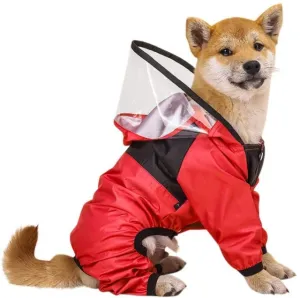 Dog Waterproof Raincoat Jumpsuit with Hood
