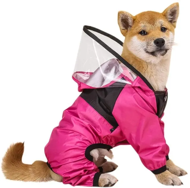 Dog Waterproof Raincoat Jumpsuit with Hood