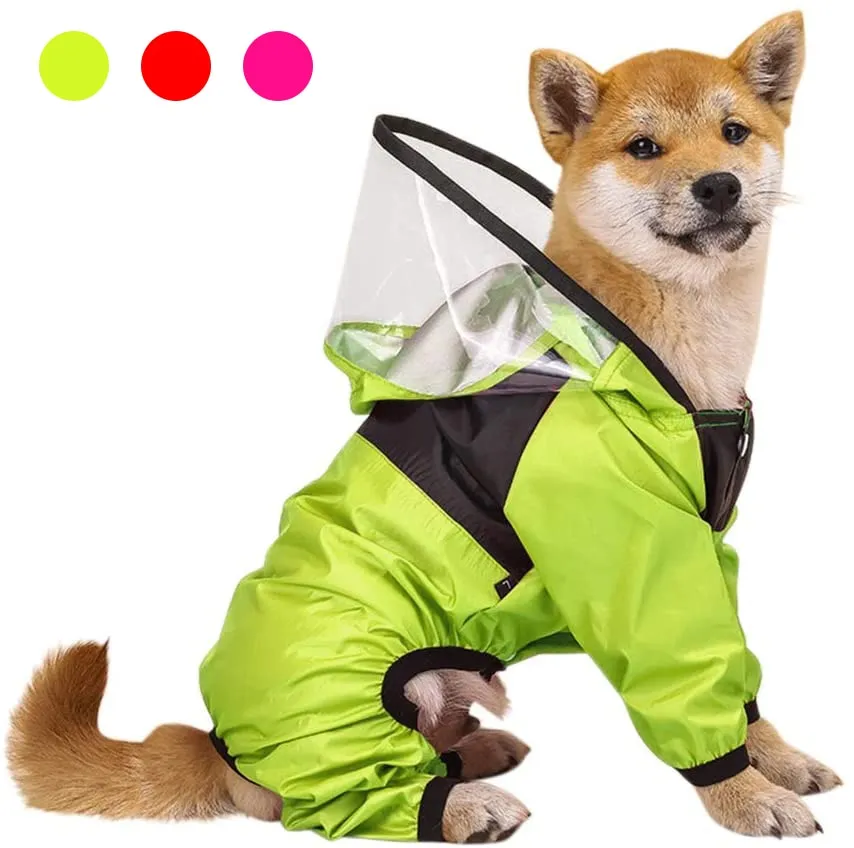 Dog Waterproof Raincoat Jumpsuit with Hood