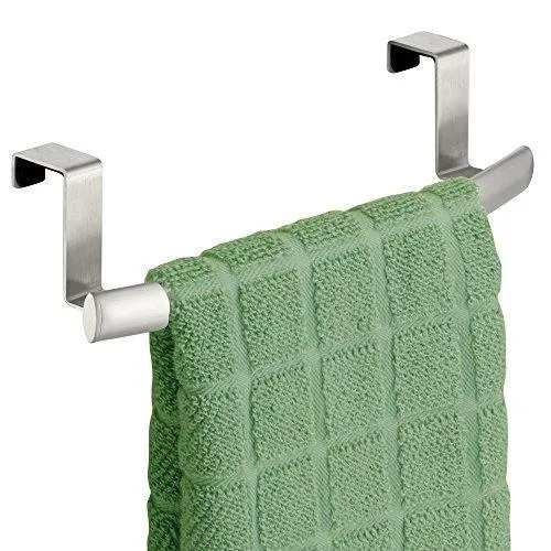 Dulceny Modern Metal Kitchen Storage Over Cabinet Curved Towel Bar - Hang on Inside or Outside of Doors, Organize and Hang Hand, Dish, and Tea Towels
