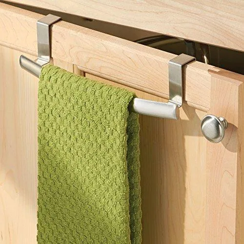 Dulceny Modern Metal Kitchen Storage Over Cabinet Curved Towel Bar - Hang on Inside or Outside of Doors, Organize and Hang Hand, Dish, and Tea Towels