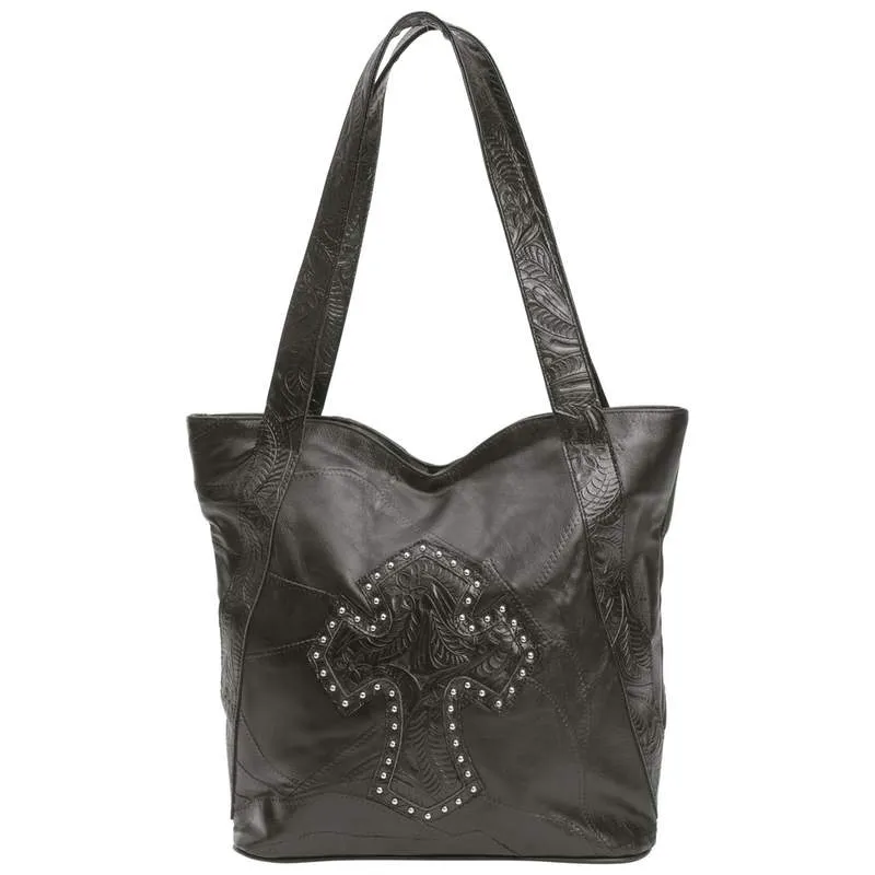 Embassy Design Genuine Leather Purse with Studded Cross