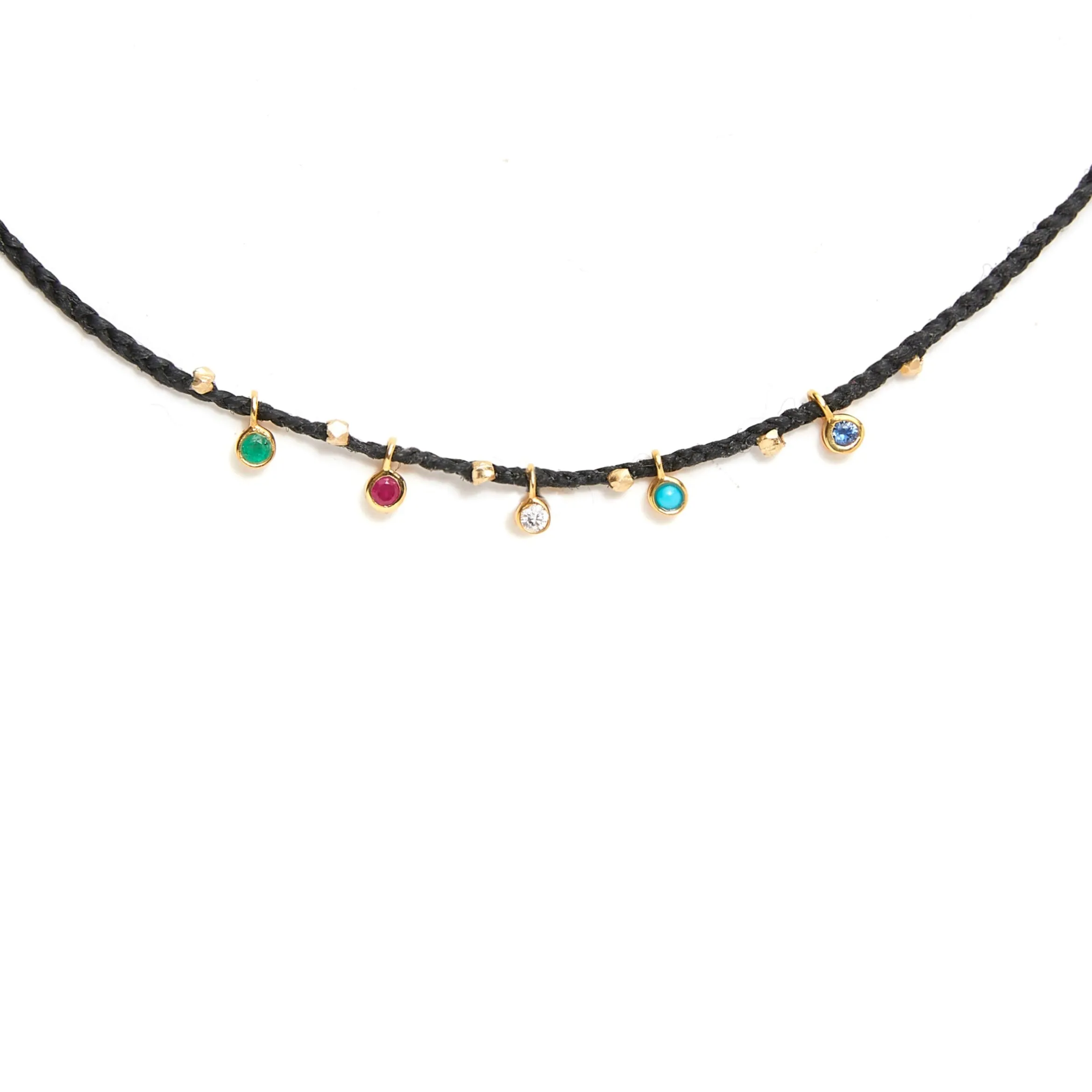 Gemstone Bezel Charms Necklace