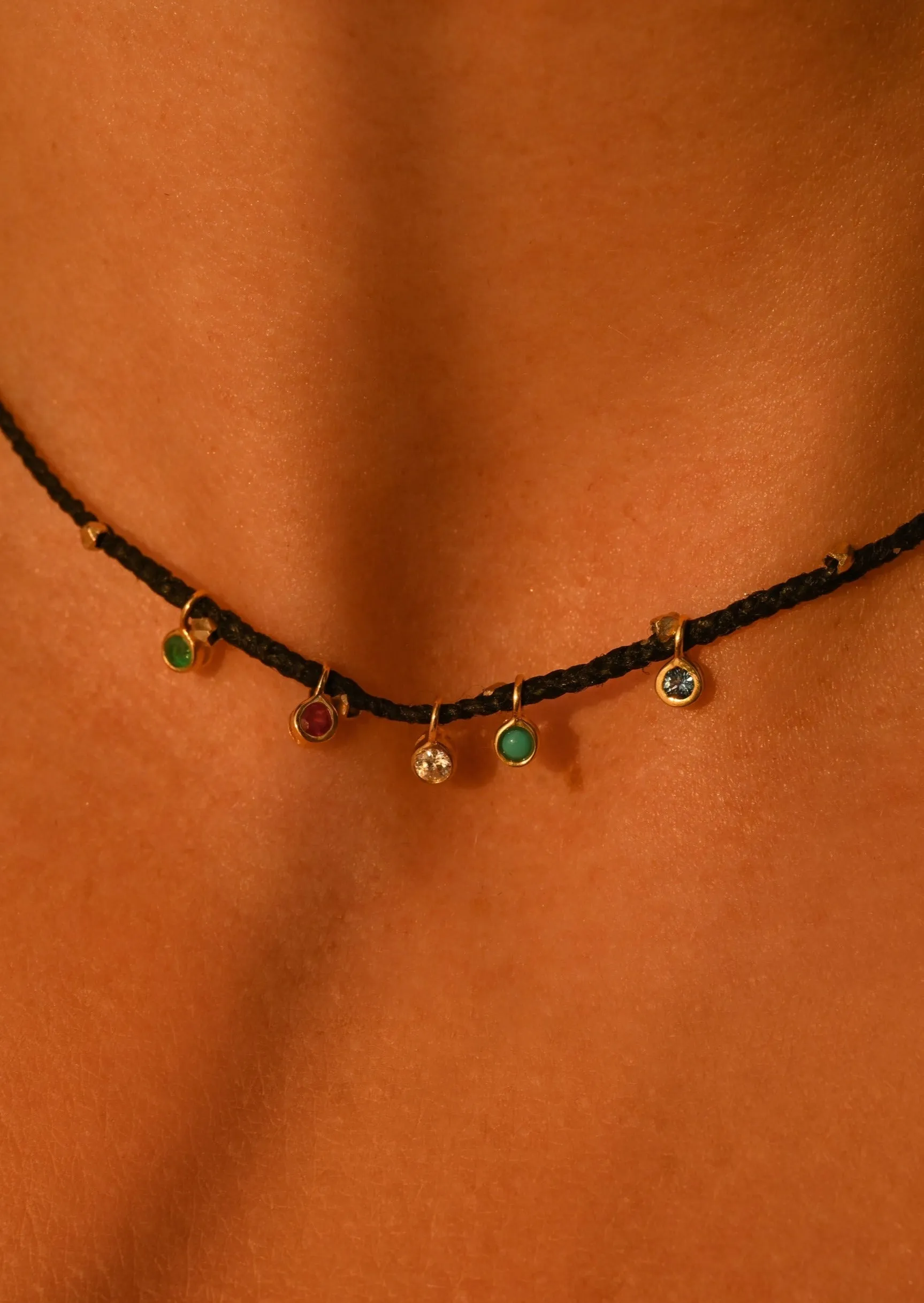 Gemstone Bezel Charms Necklace