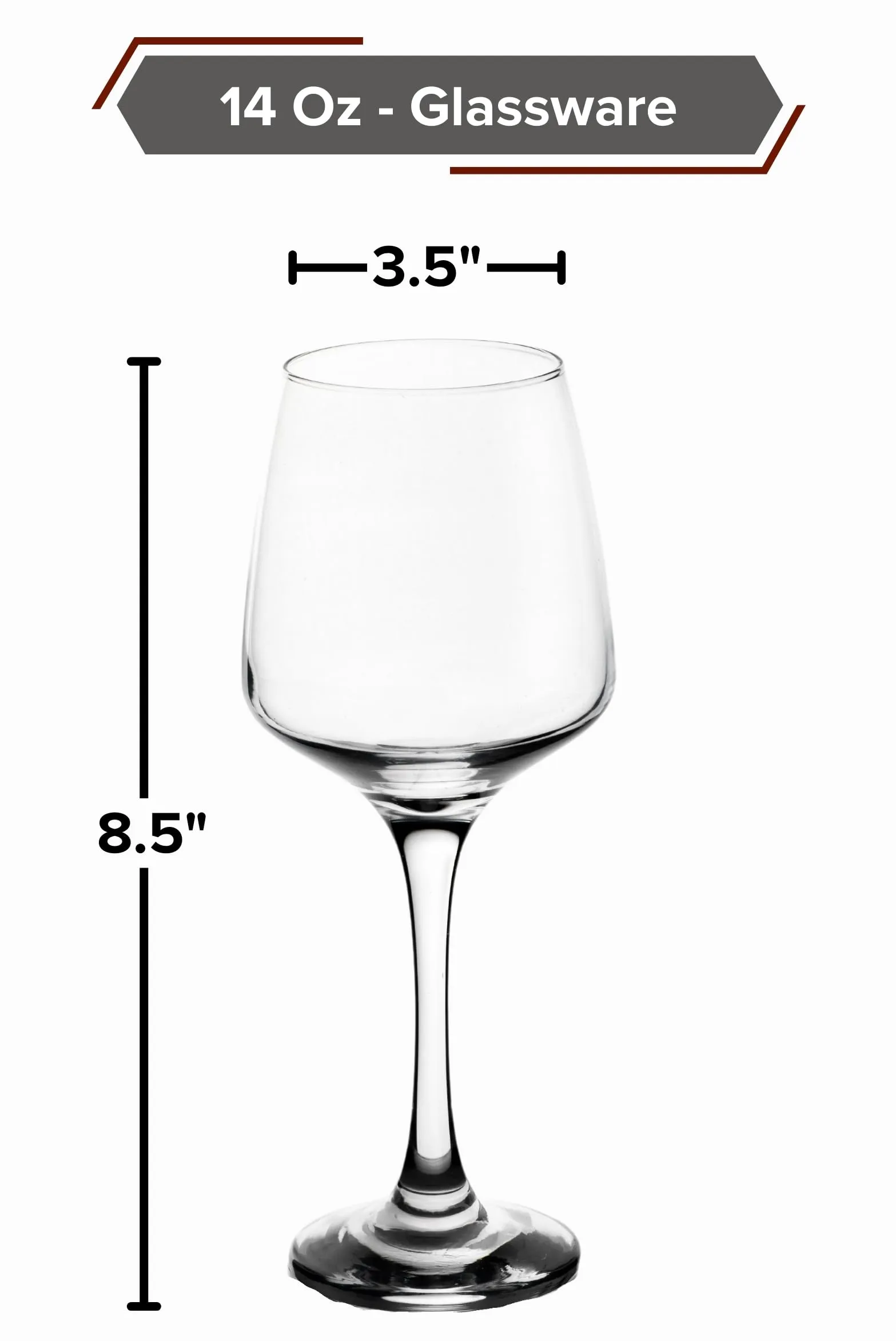 GIFTS PLAZA Elegant Wine Glasses 14 oz - Set of 4 Crystal Clear Drinking Glass with Stem - Suitable for Red and White Wine, Water, Juice and Drinks - Gift for Him or Her (4)