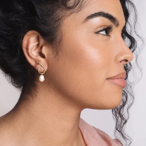 Goldeluxe Jewelry - Small Odyssey Earrings with Baroque Pearl (Brass)