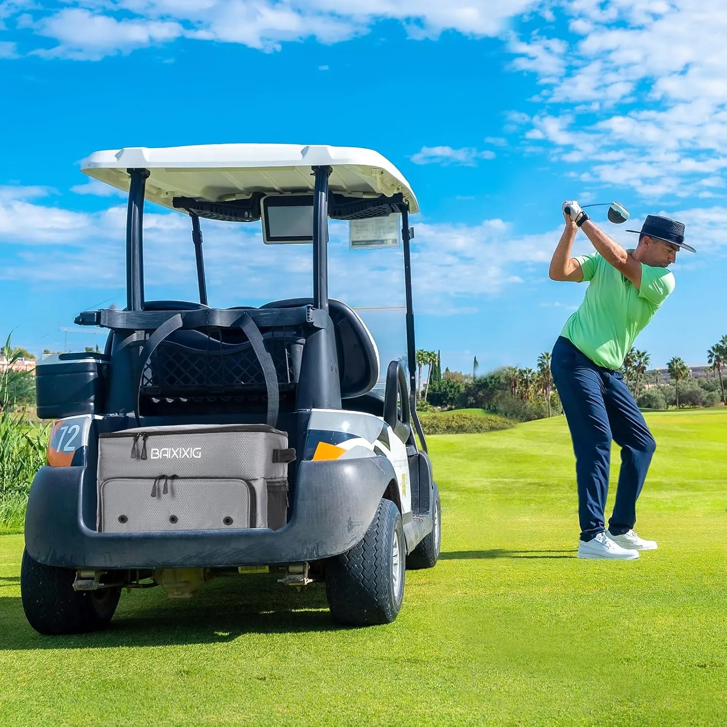 Golf Gifts for Men, Golf Trunk Organizer, 2 Layer Waterproof Car Golf Locker with Separate Ventilated Compartment for 2 Pair Shoes, Durable Golf Trunk Storage