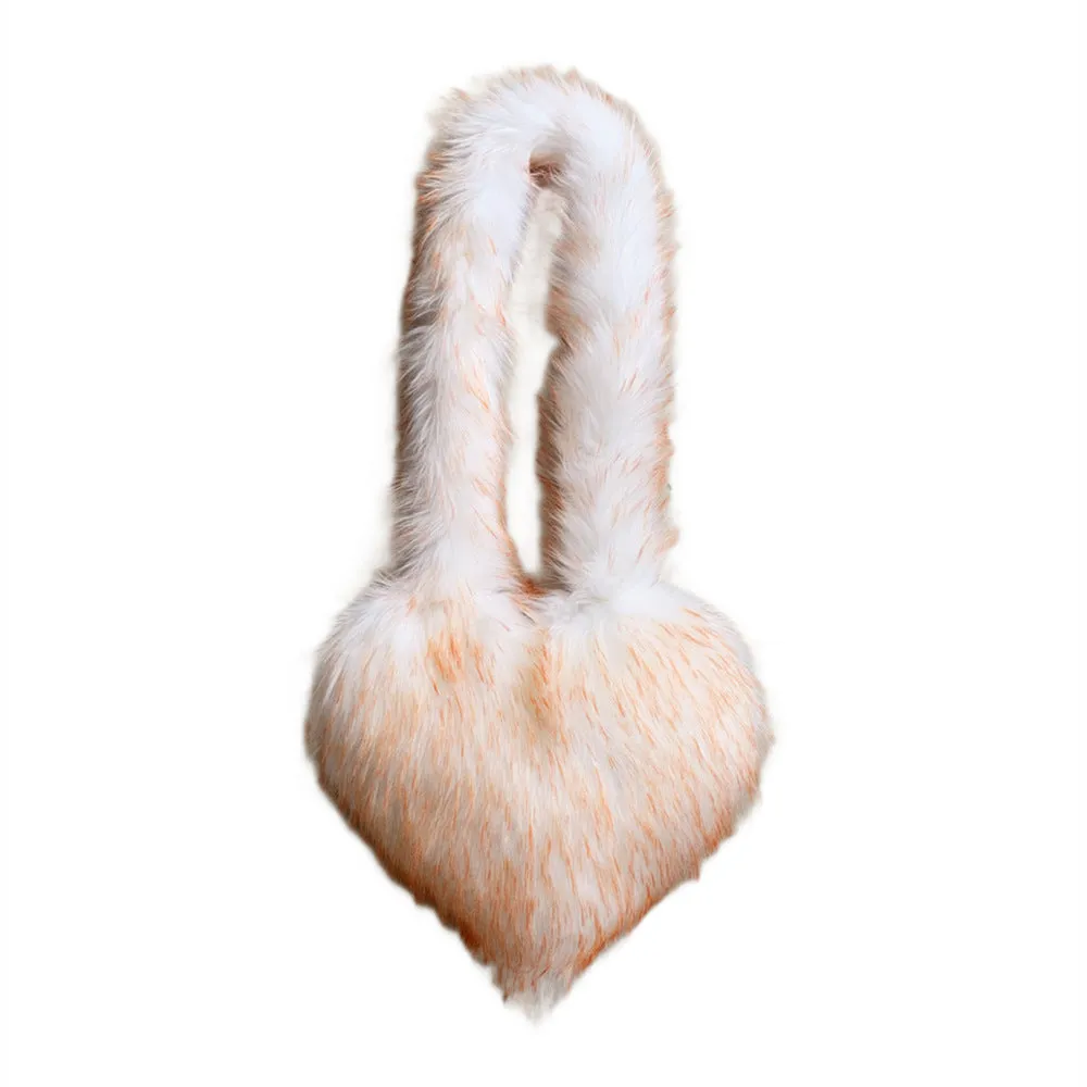Heart Imitation Raccoon Fur Plush Large Shoulder Bags