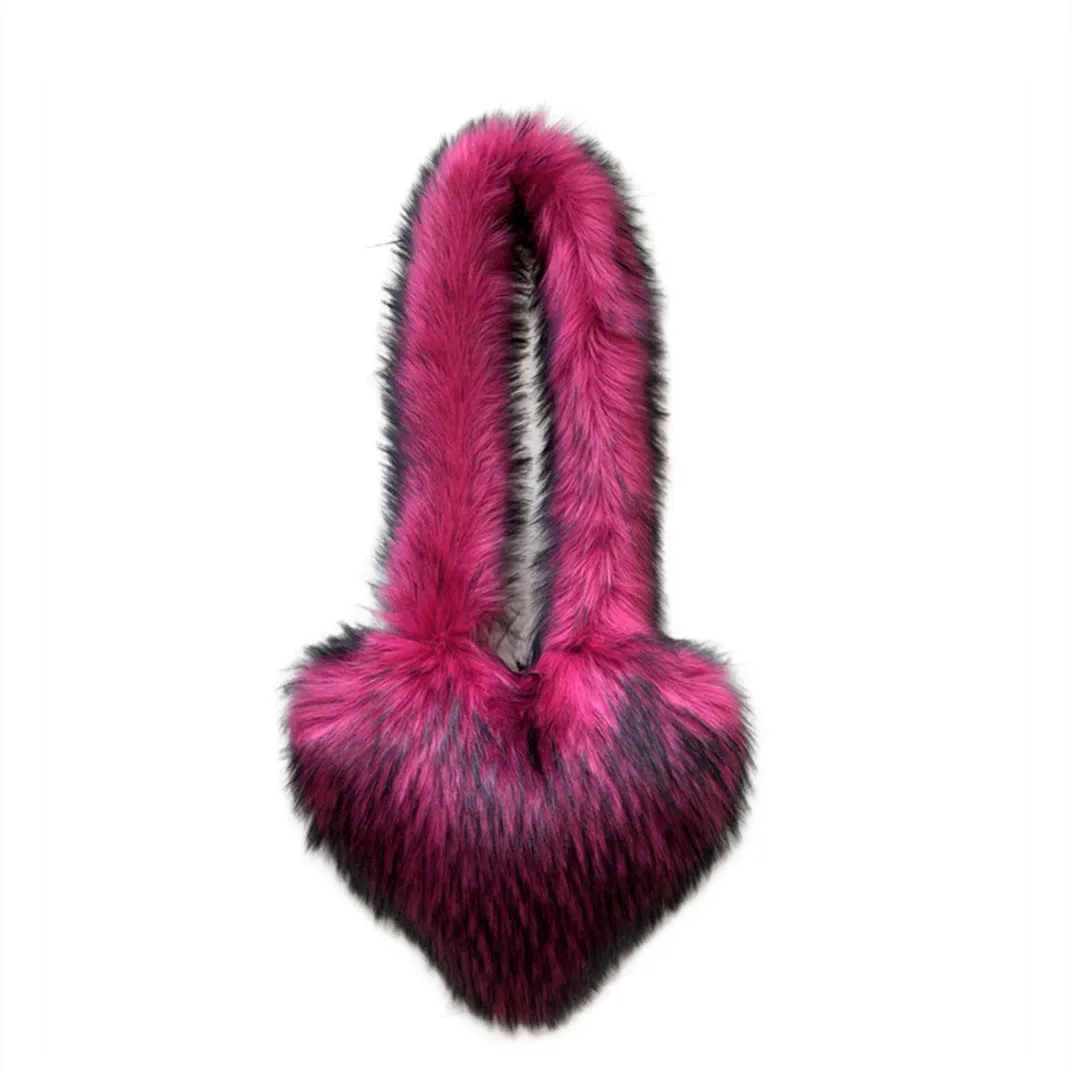 Heart Imitation Raccoon Fur Plush Large Shoulder Bags