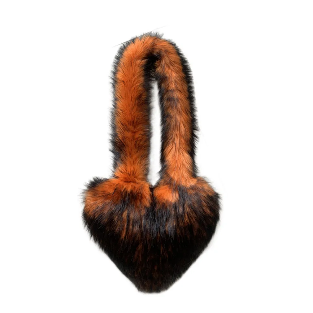 Heart Imitation Raccoon Fur Plush Large Shoulder Bags