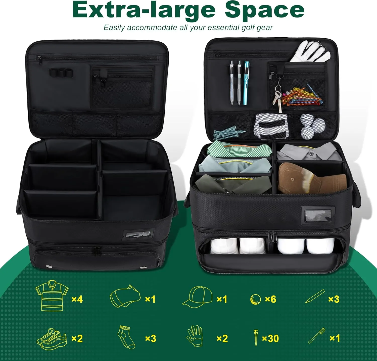 HIMAL HIMAL2 Layer Golf Trunk Organizer, Collapsible & Foldable Golf Travel Storage，Waterproof Car Golf Bag