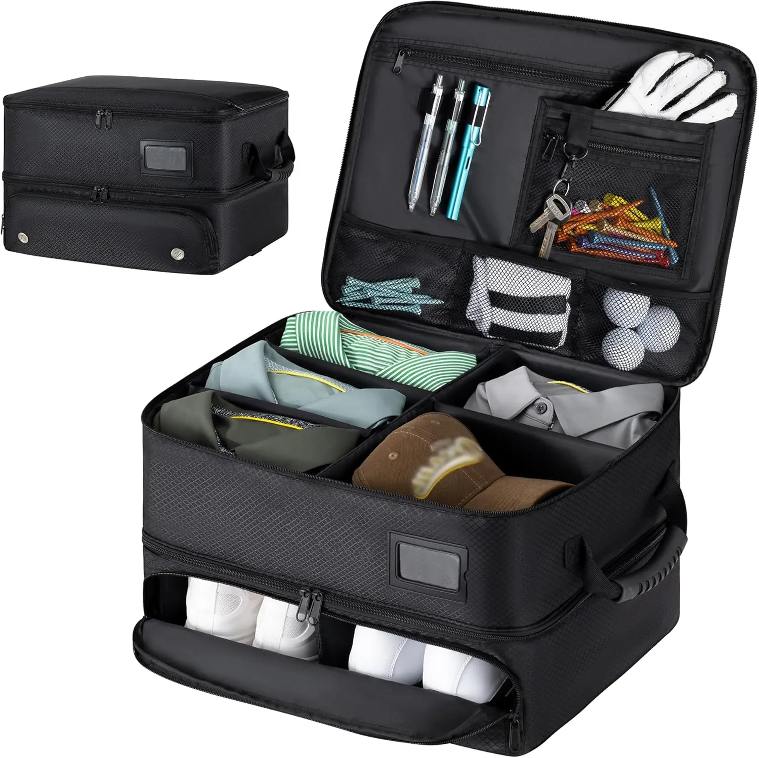HIMAL HIMAL2 Layer Golf Trunk Organizer, Collapsible & Foldable Golf Travel Storage，Waterproof Car Golf Bag
