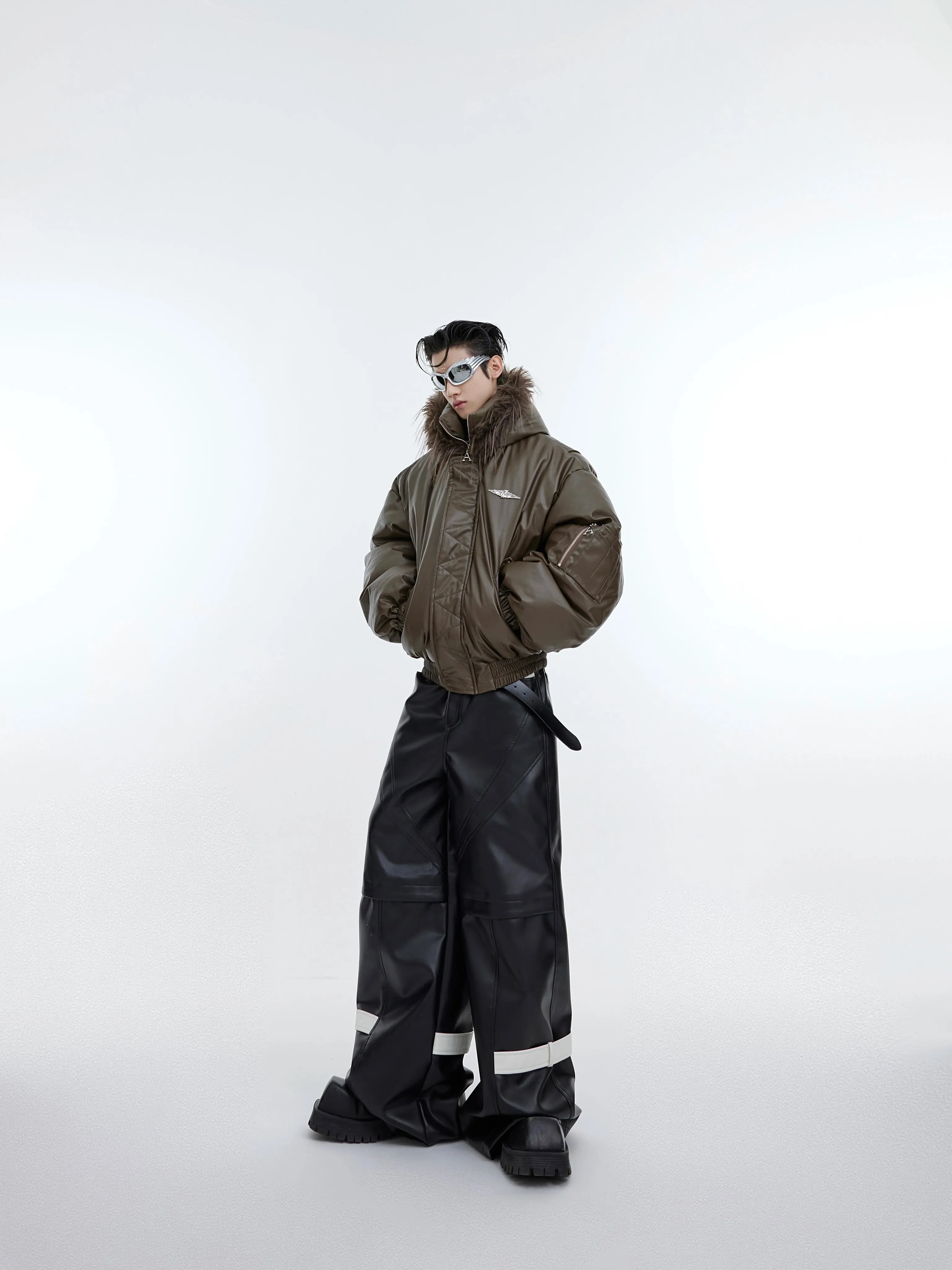 Hooded Insulated Jacket with Fur Collar