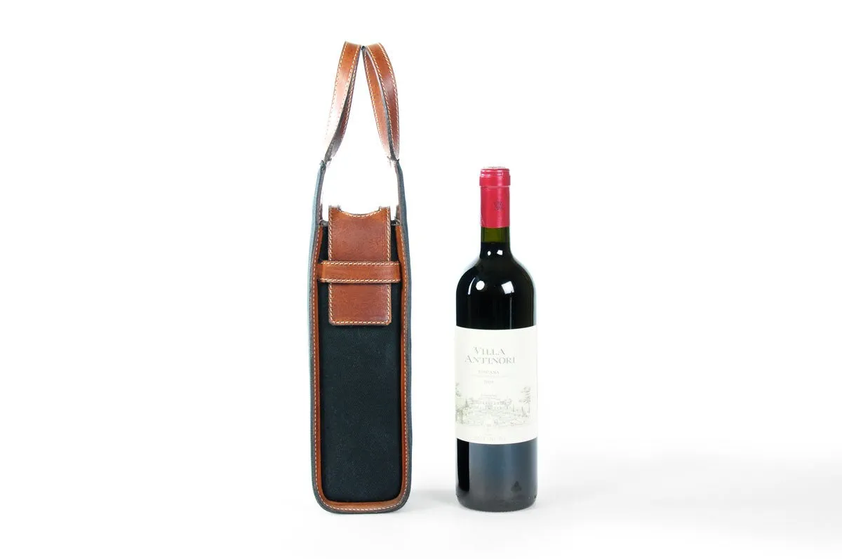 Italian Wine Case - Waxed Canvas and Leather - Onyx / Terra