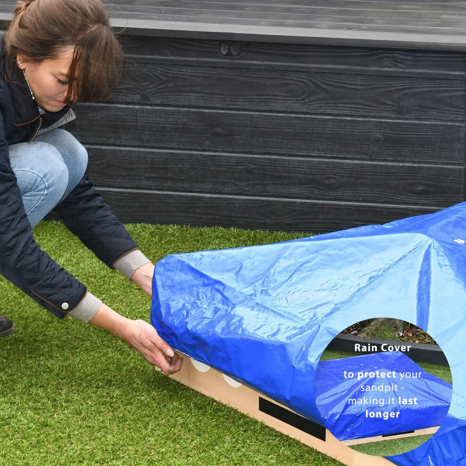 Kids Large Eco Wooden Pre-Treated Car Sandpit with Cover | 1.15m Long | 12m 