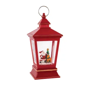 LED Musical Red Water Lantern with Holiday Scene,8led636