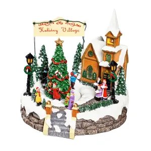 LED Polyresin Holiday Village Animated Musical Table Decor,8led652