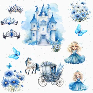 Little Princess Clipart, Watercolor Princess Clipart, Little Princess Ornaments,  Baby Princess, Castle Sublimation Design, Princess Birthday, Fairytale Princes 012