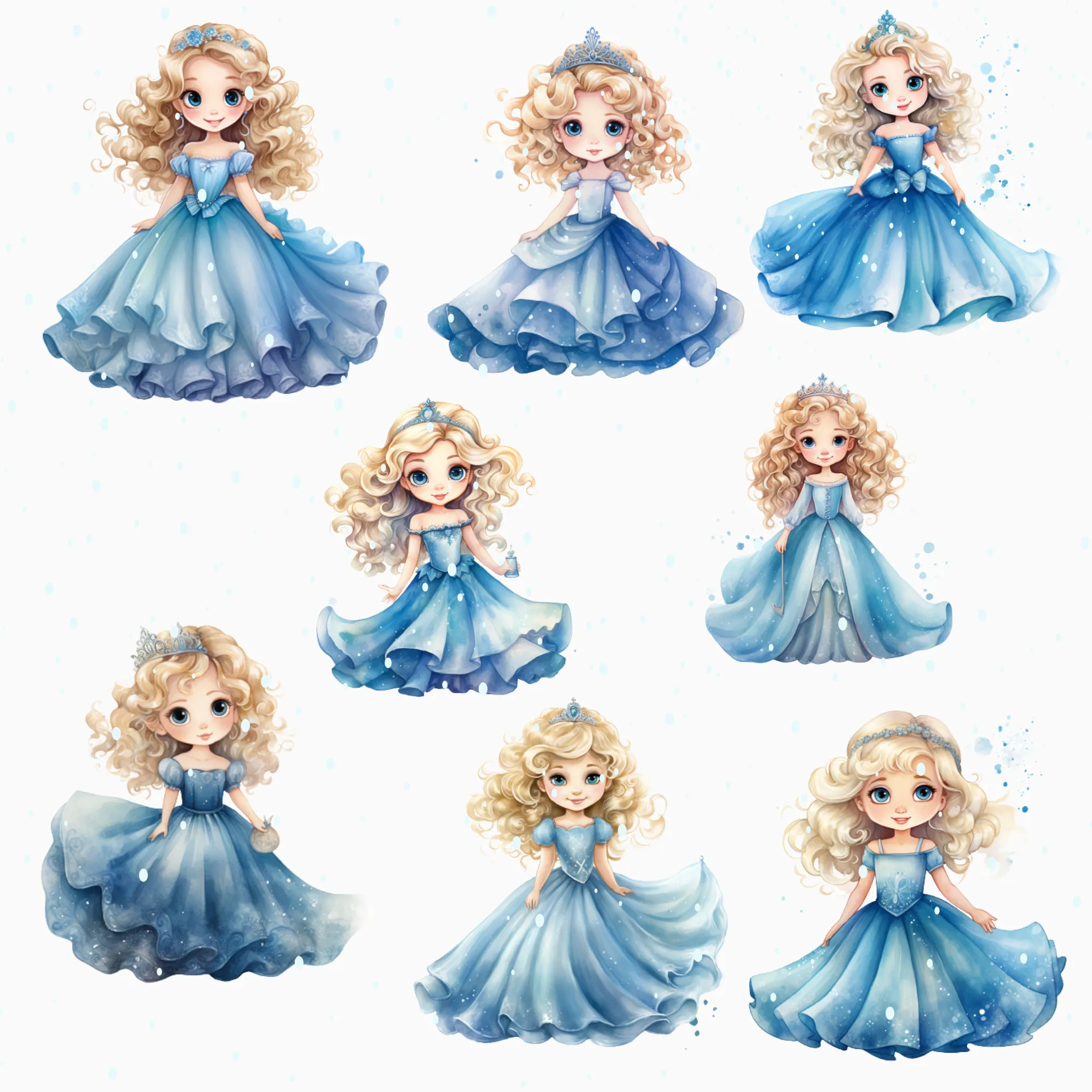 Little Princess Clipart, Watercolor Princess Clipart, Little Princess Ornaments,  Baby Princess, Castle Sublimation Design, Princess Birthday, Fairytale Princes 012