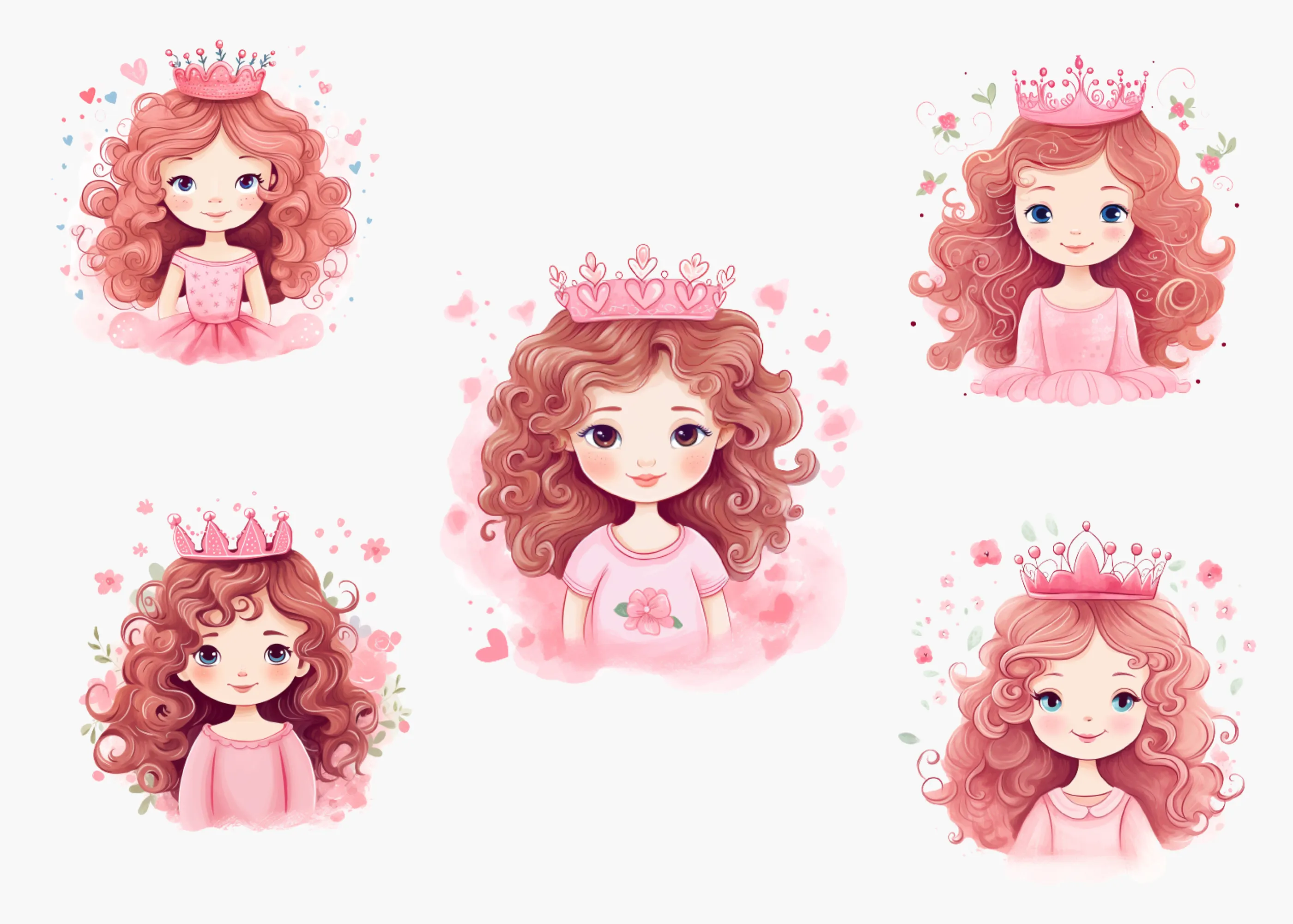 Little Princess Clipart, Watercolor Princess Clipart, Little Princess Ornaments, Baby Princess, Castle Sublimation Design, Princess Birthday, Fairytale Princes 034