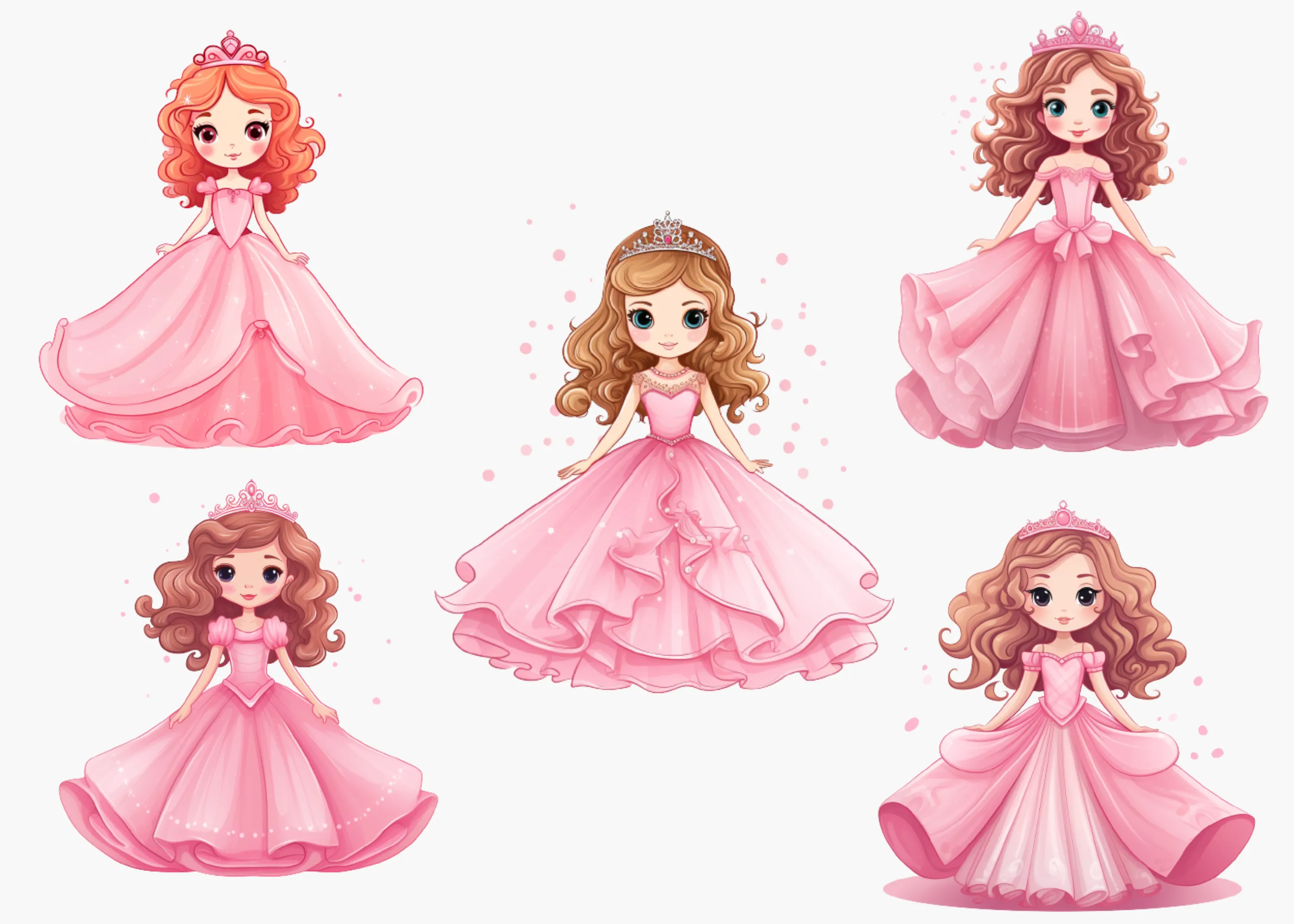 Little Princess Clipart, Watercolor Princess Clipart, Little Princess Ornaments, Baby Princess, Castle Sublimation Design, Princess Birthday, Fairytale Princes 034