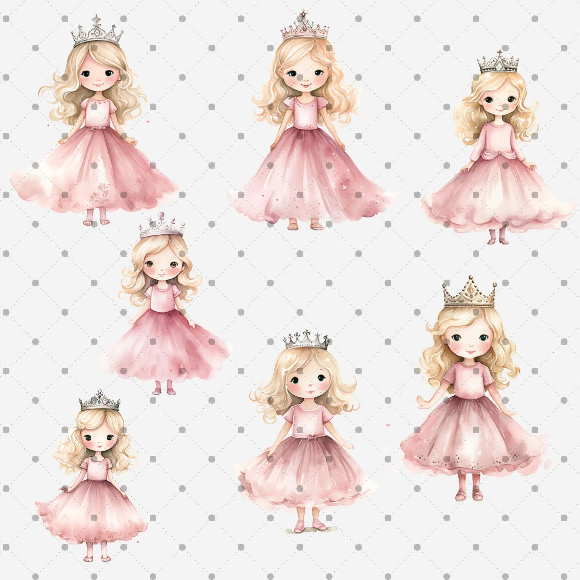Little Princess Clipart, Watercolor Princess Clipart,Little Princess Ornaments, Baby Princess, Castle Sublimation Design, Princess Birthday, Fairytale Princes 011