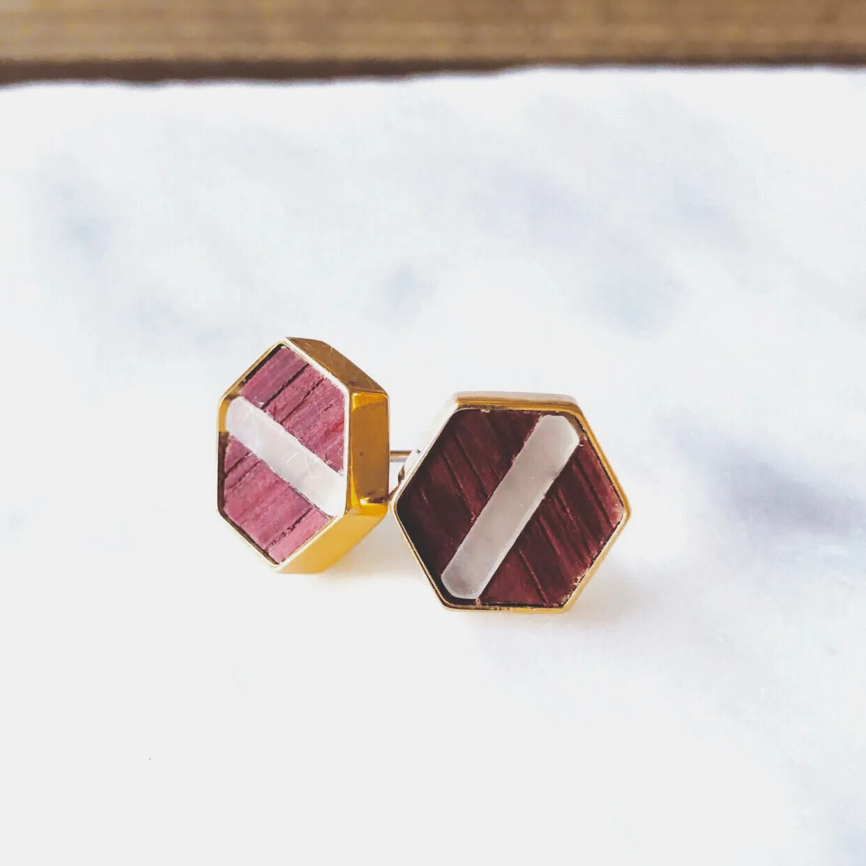 Lucite Barrel Earrings - White Translucent